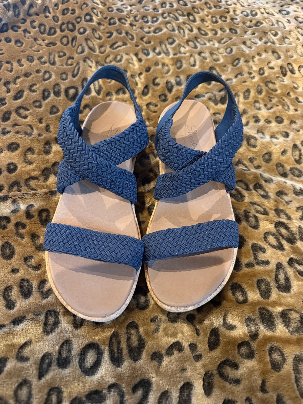 Skechers Navy Braided Strap Slingback Sandals
